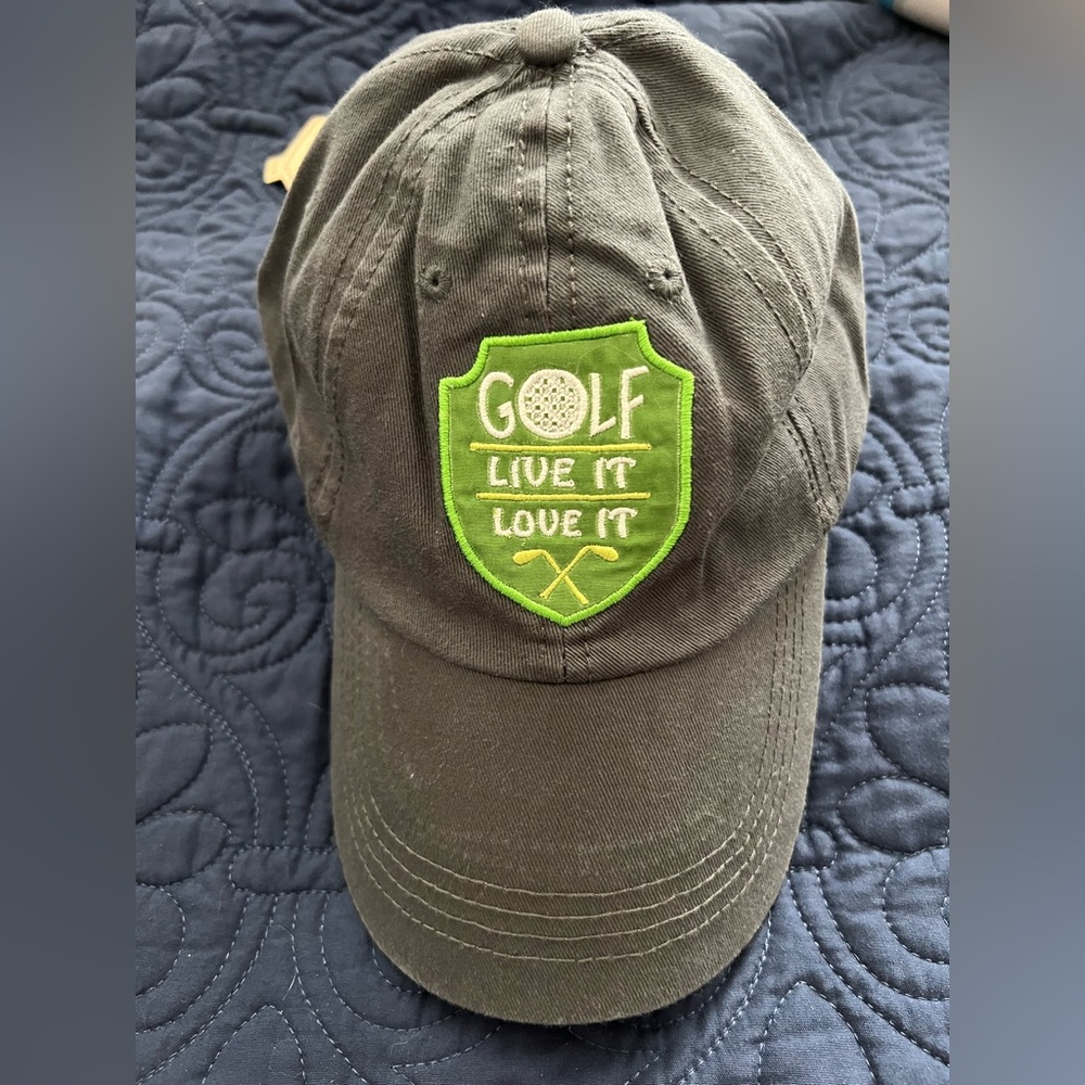 NWT hallmark dark gray hat cap GOLF-Live it.  Love it.  Adjustable back.  Unisex